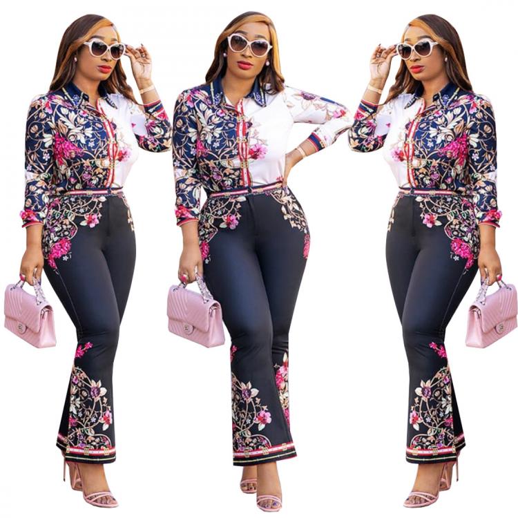 all in one place בגדי נשים 2021 Spring And Autumn Women's Clothing Floral Print CasualTwo-piece Suit