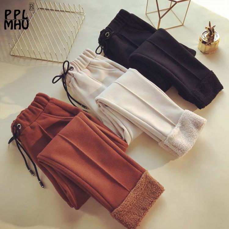 all in one place בגדי נשים Winter New High Waist Woolen Cotton Pants Korean Casual Carrot Thicken Feet Trousers 2021 Fashion Slim Plus size Warm Pants