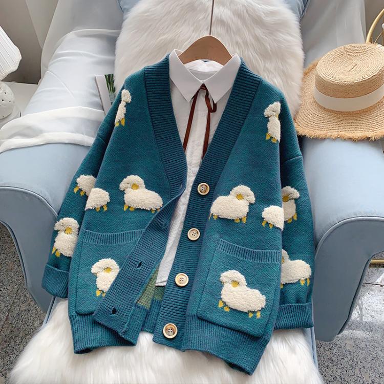 all in one place בגדי נשים Women Winter Knit Sweater Coat V Neck Sheep Cardigans Christmas Sweaters Warm Knitted Loose Long Sleeve Jacket 2021 Unisex