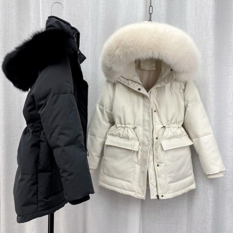 all in one place בגדי נשים New women's cotton padded fur parka coats, new large fur collar down jackets, women's thick warmth parka coats, women&#x