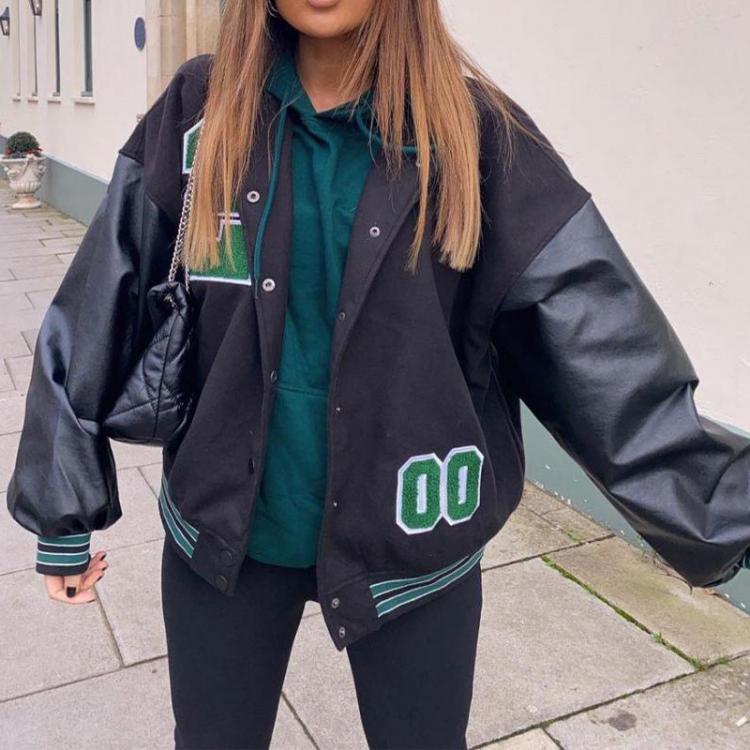 all in one place בגדי נשים New Womens Bomber Jacket Hip Hop Style Coat  Baseball Uniform Fashion Retro Clothes Streetwear Oversized Jackets Women Winter