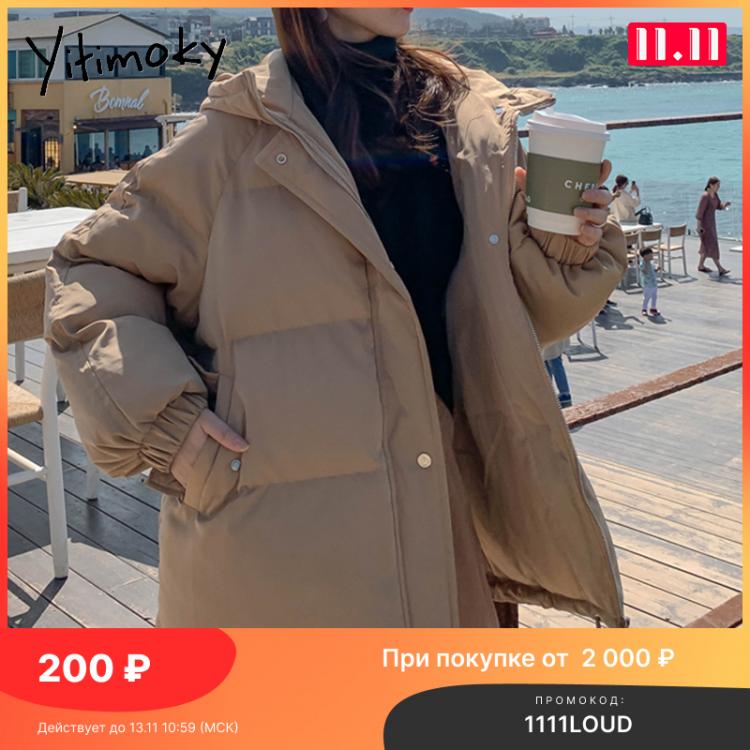 all in one place בגדי נשים Yitimoky 2021 New Short Winter Jacket Women Oversize Parka Coat Thick Warm Cotton Coat Loose Hooded Padded Women Winter Jacket