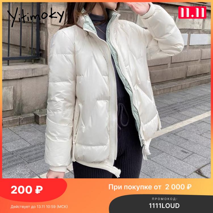 all in one place בגדי נשים Yitimoky Short Coat Winter Slim Woman Jacket Cotton Fashion Warm Solid Stand Collar Outwear Female Puffer Casual Harajuku Clothe