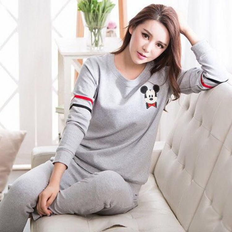 all in one place בגדי נשים Mickey Pajamas Women's Short-sleeved Long-sleeved Ladies Two-piece Thin Section Cartoon Cute Summer Home Service Clothing Set