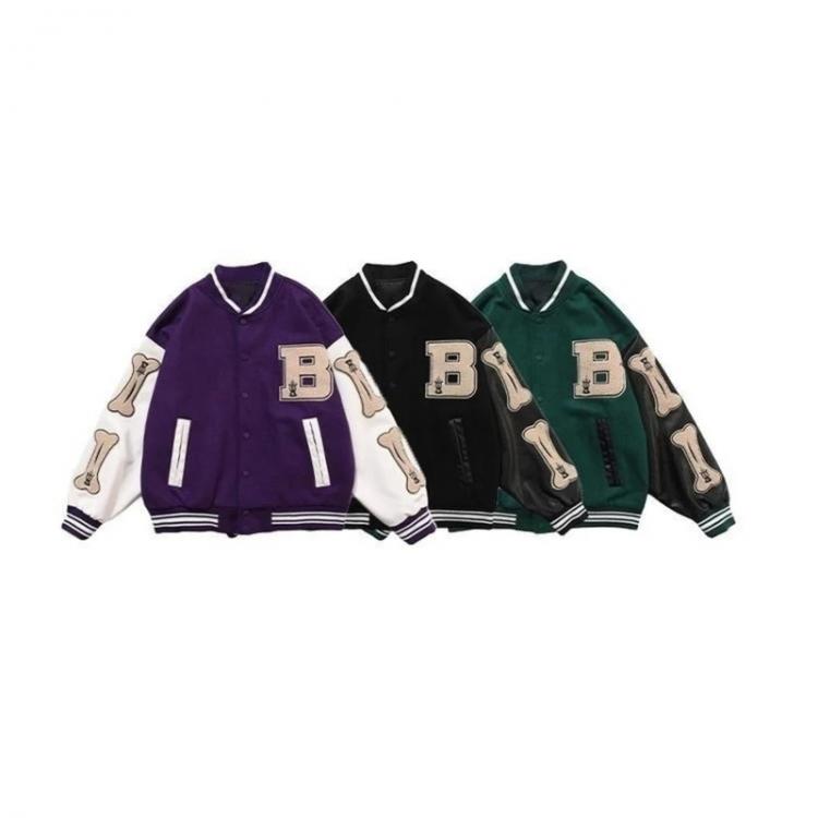 all in one place בגדי נשים Embroidered Jackets European and American Stitching Baseball Jacket Fashion Flocking Wool Mens Street Hip hop Loose PU Leather