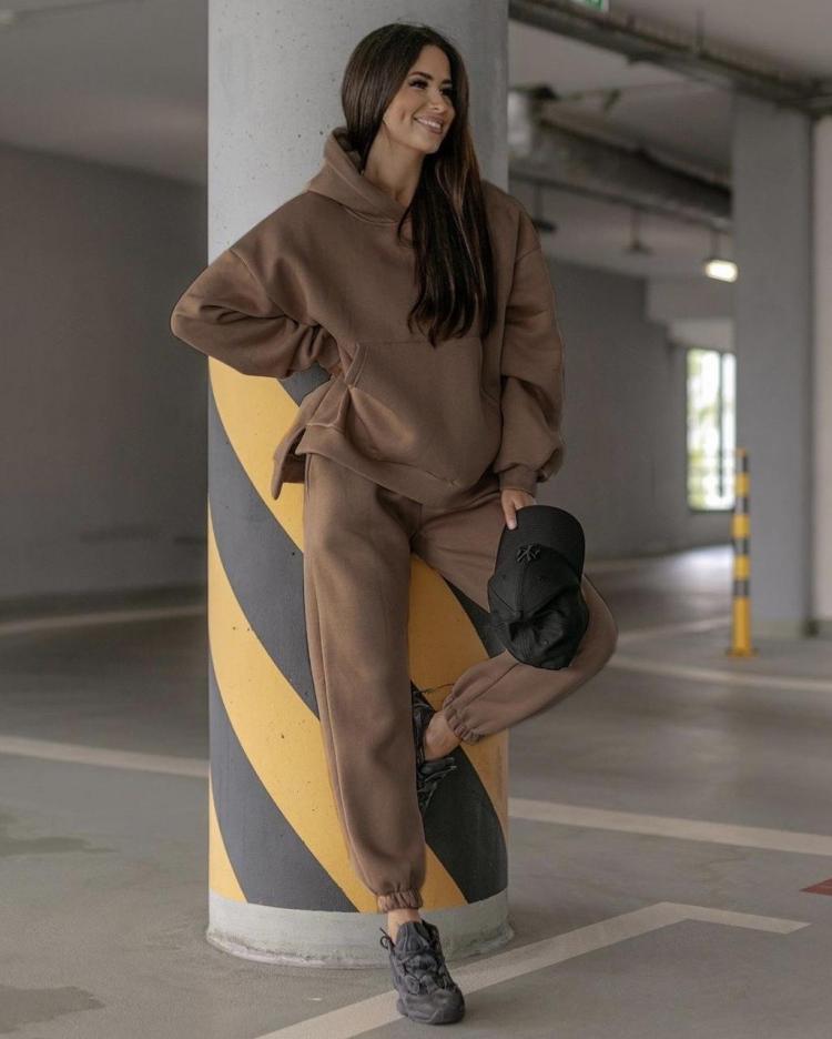 all in one place בגדי נשים Tracksuits Women's Warm Hoodie and Pants Set Oversized Sportwear Tracksuit Set  Autumn Winter Suits On Fleece For Women