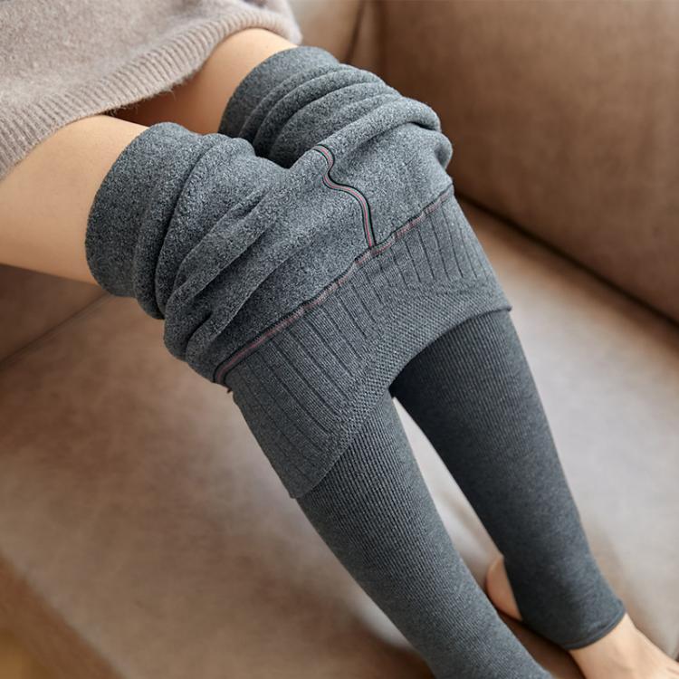 all in one place בגדי נשים 2021 Winter Women Leggings Imitation Cashmere Warm Pants High Waist Solid Stretchy Threaded Trousers Vertical Striped Leggings