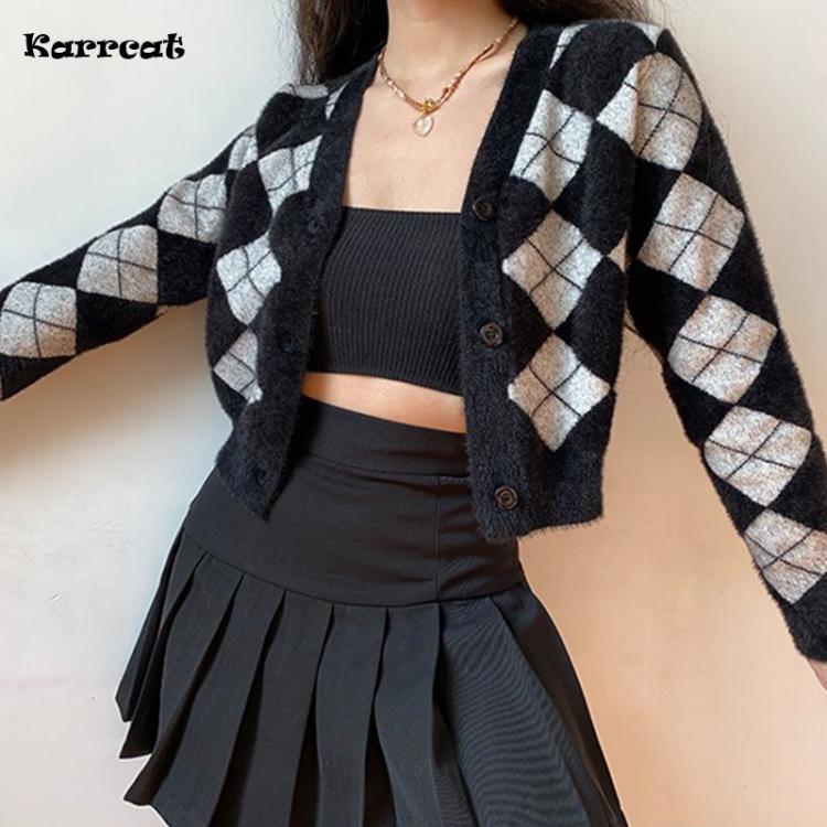 Karrcat Preppy Style Cardigan Women 