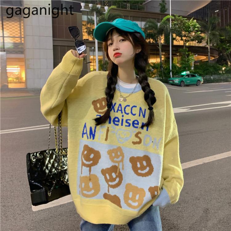 all in one place בגדי נשים Gaganight Women Sweater 2021 Autumn and Winter New Retro Japanese Style Cute Outer Wear Thick Long-sleeved Knitted Tops Female