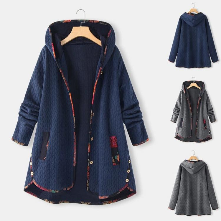 all in one place בגדי נשים Women's  Cotton Clothes Printed Single-breasted Long-sleeved Plus Size Down Jacket Casual Loose Irregular Stitching Thick Coa