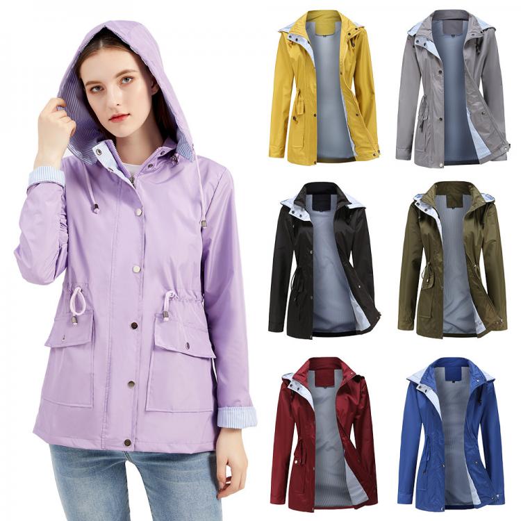 all in one place בגדי נשים New Autumn And Winter Windbreaker Women Detachable Hooded Long-sleeved Zipper Large Size Coat Raincoat Windbreaker Women
