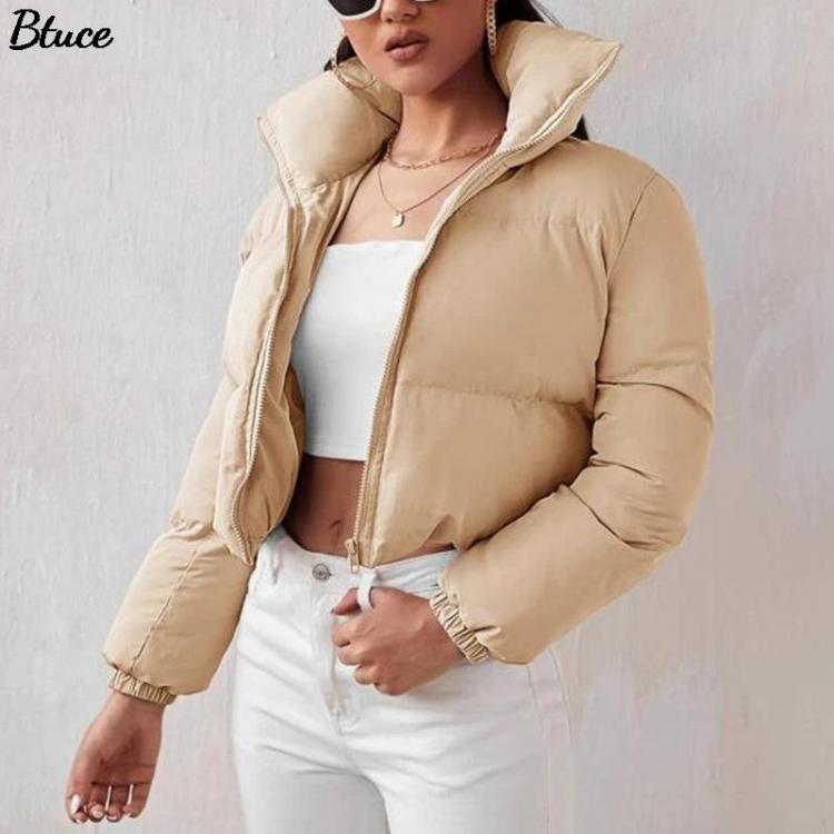 all in one place בגדי נשים Women Thick Warm Parkas Solid Zipper Winter Cotton Coat Female Fashion Casual Streetwear Long Sleeve Stand Collar Tops Coat