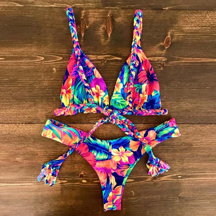 all in one place בגדי נשים 2021 Bikini Set Women Swimwear Push Up Swimsuit Top Solid Bottom Print Brazilian Biquini Bathing Suit Swim Wear Beach