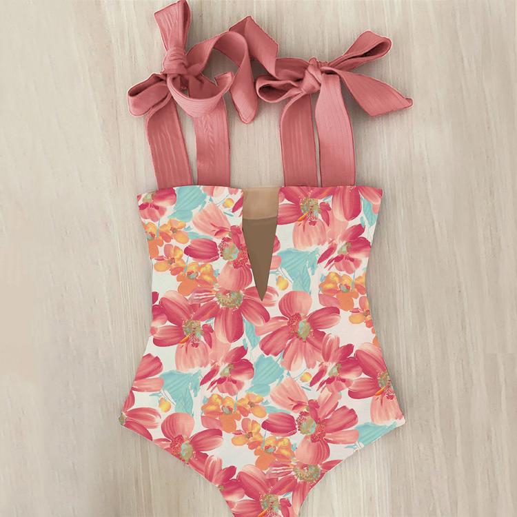 all in one place בגדי נשים One Piece Swimsuit 2021 New Cute Swimwear Women Bow Swimwear Hollow Out Bathing Suit Back crisscross Monokini Swim
