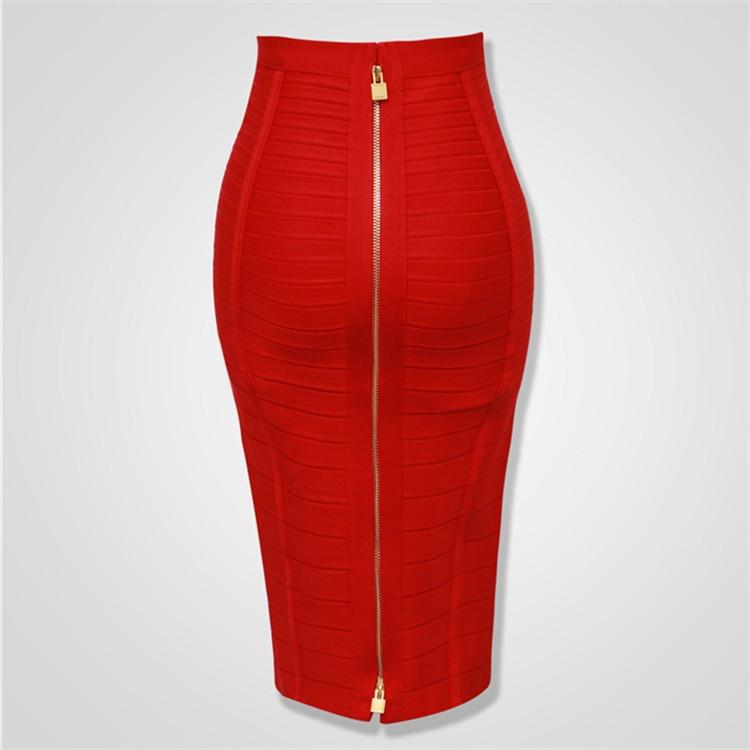 all in one place בגדי נשים 16 Colors Sexy Solid Zipper Orange Blue Black Red Bandage Skirt Women Elastic Bodycon Summer XL XXL Pencil Skirts 58cm