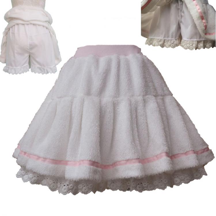all in one place בגדי נשים Adult Women Winter Warm Fleece Mini Pleated Pant Skirt Band Waist White Sweet Cute Lolita Skirt Costume For Lady & Preppy Girl