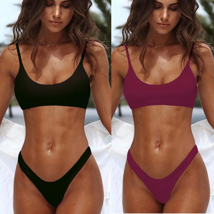 all in one place בגדי נשים Solid Sexy Red Micro Bikini Set Women Swimming Suit Padded Bra Biquini Two-Piece Swimwear Thong Bathing Suit Brazilian Swimsuit