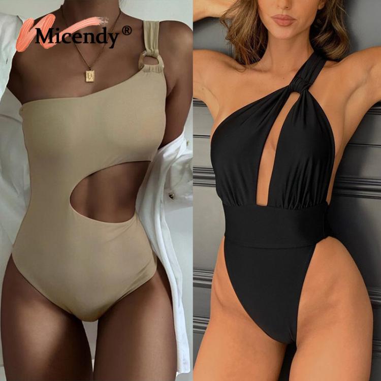 all in one place בגדי נשים Micendy One Shoulder Swimsuit Women Sexy Hollow Out Swimwear Summer Black Bathing Suits Beach Swim High Waist One Piece Monokini
