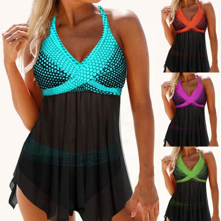 all in one place בגדי נשים Women's Sexy V-neck Swimwear Patchwork Padded Push Up Tankini Sets Plus Size Halter Swimsuit Summer Beach Wear Bathing Suits