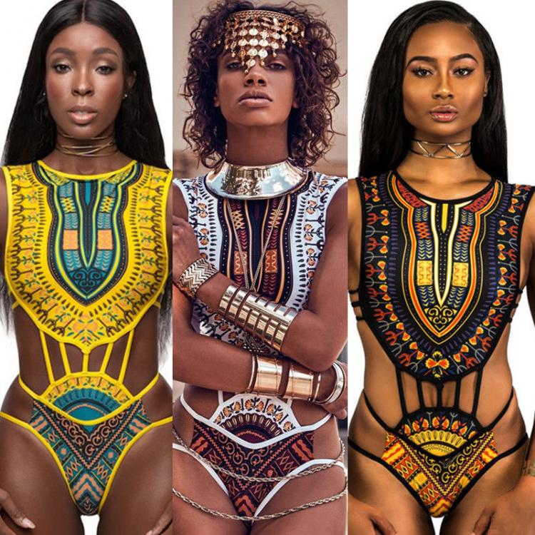all in one place בגדי נשים Sexy Women Ethnic Floral Swimsuit African Bathing Suit High Waist Printed Cover Up Bikini Set Bathers Swimwear Beachwear
