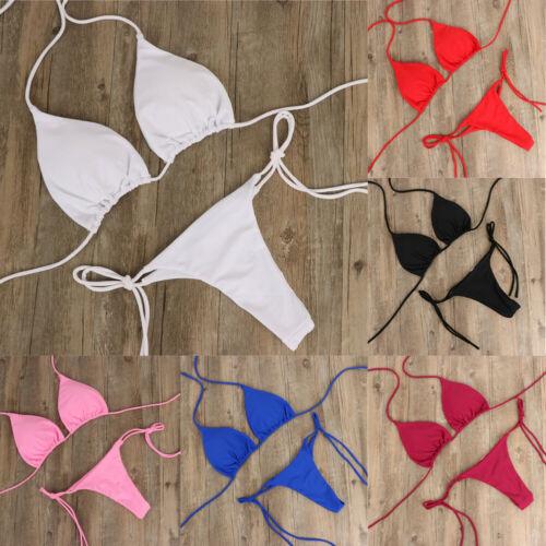 all in one place בגדי נשים 2pcs Sexy Women Summer Swimwear Bikini Set Bra Tie Side G-String Thong Beach Triangle Suit Swimsuit Bathing Suit Swimming Suit