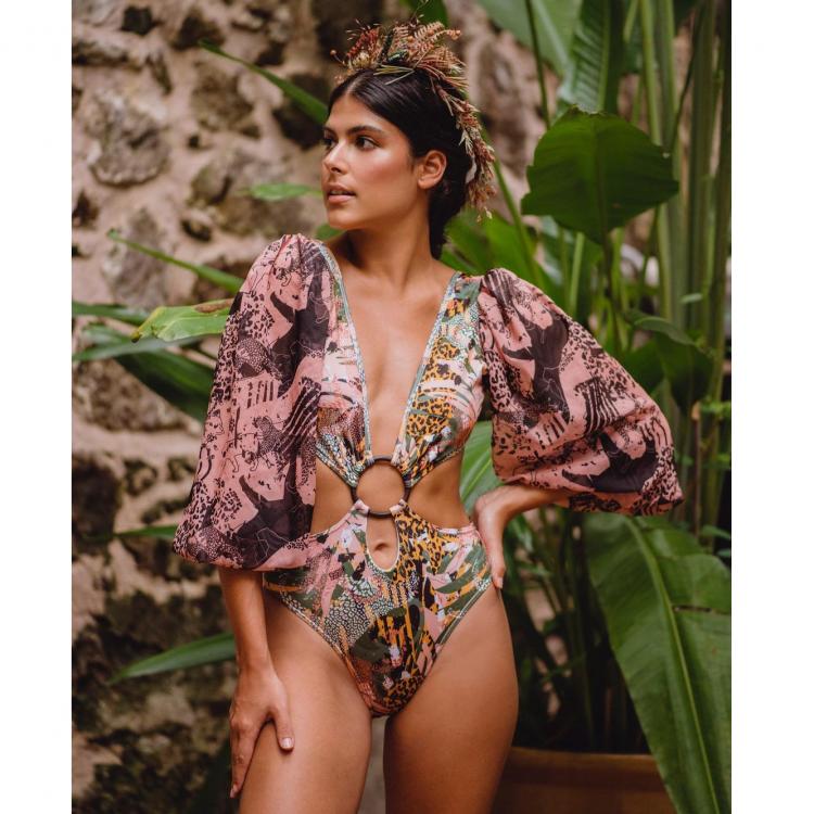 all in one place בגדי נשים Long Sleeve One Piece Swimsuit 2021 Ruffle Swimsuit  Sexy Swimwear Women Print Bathing Suit String Beach Wear Swim Suit
