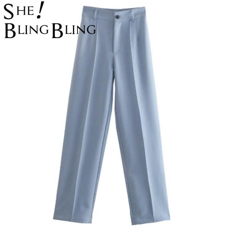 all in one place בגדי נשים SheBlingBling 2021 ZA Women Pant Traf Casual High Waist Chic Office Ladies Female Elegant Beige Straight Suit Pants Trousers
