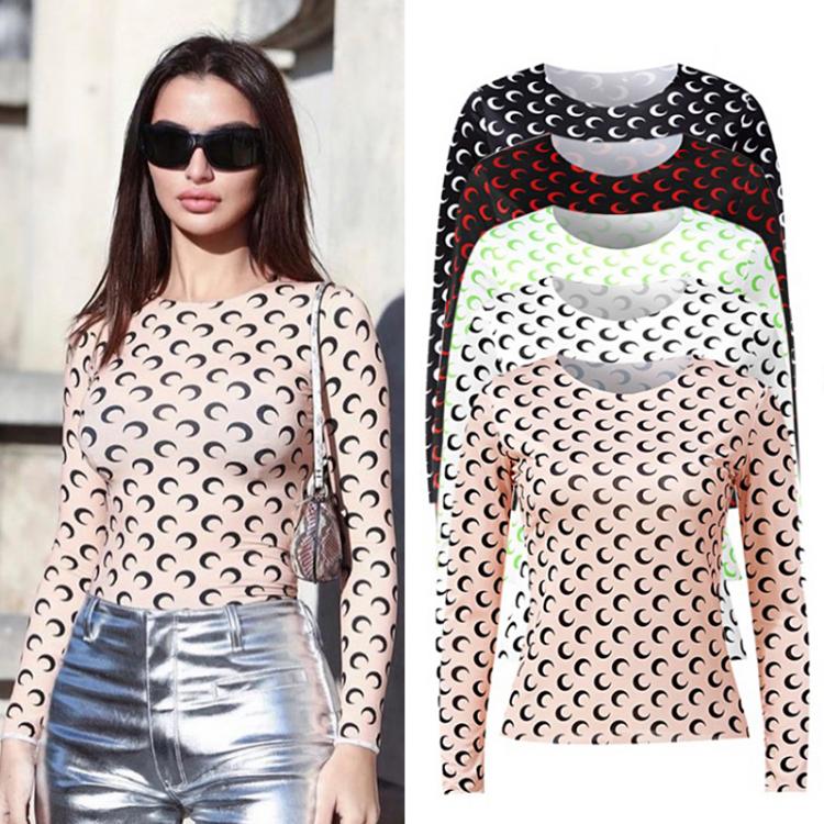 all in one place בגדי נשים Ice Silk Inside The Moon Sunscreen T - Shirt Crescent Thin Bottom Shirt Female Sweet Hot Wind Jacket Tide Bestie Outfit S-XL