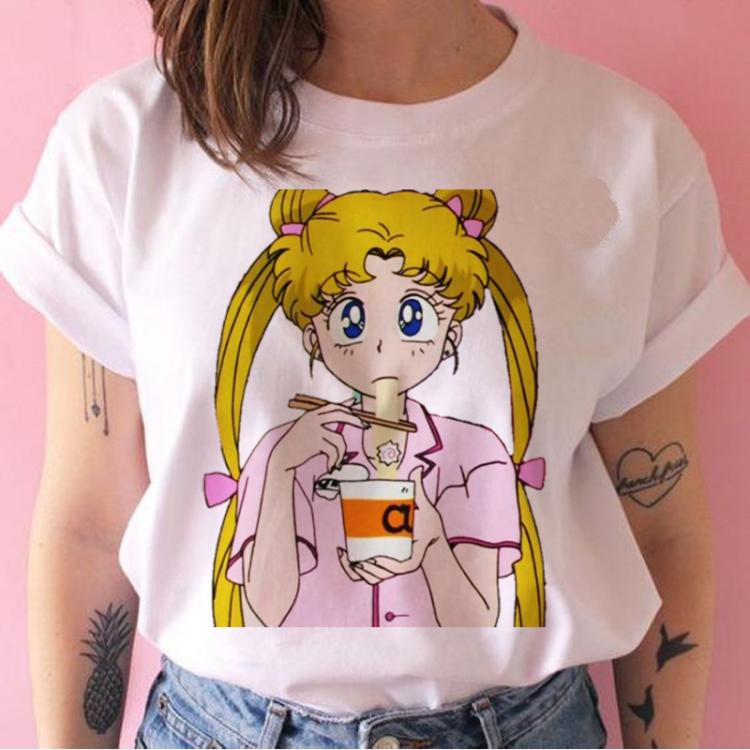 all in one place בגדי נשים Woman Funny Sailor Moon T Shirts Harajuku Casual Tshirt Female Ulzzang Women Graphic Ulzzang Japanese Kawaii T-shirt Top Tee