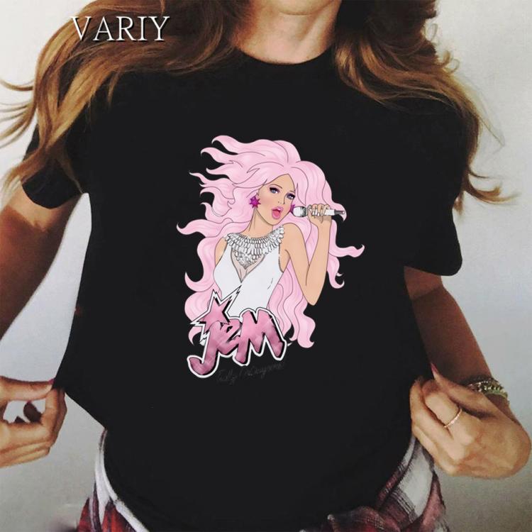 all in one place בגדי נשים Jem And The Holograms T Shirt women hip hop graphic tees women summer tshirts streetwear 90s fans tshirt female