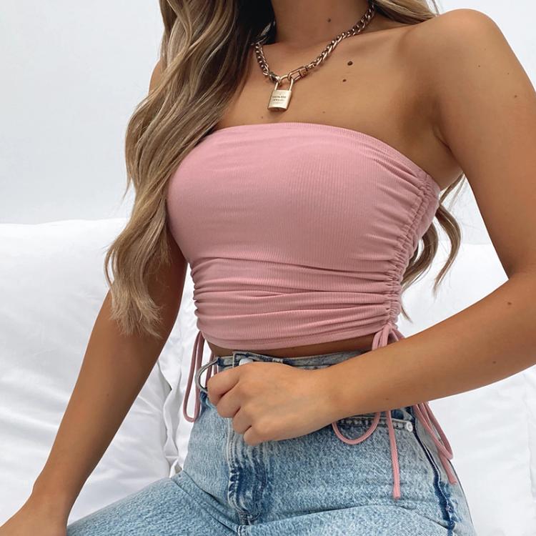 all in one place בגדי נשים Tinastyle Sexy Summer Drawstring Crop Top Women Off Shoulder Bodycon Y2K Corset Tank Top Basic Casual Backless Short Elastic Top