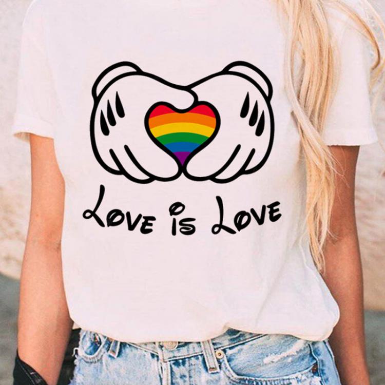 all in one place בגדי נשים Love is Love Rainbow Graphic T-shirt Lesbian Pride Cartoon T-shirt Lesbian Lady T-shirt Harajuku Top Tee Female