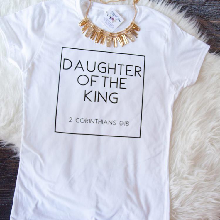 all in one place בגדי נשים Christian T-shirt Daughter of The King Letter Print Cute Women T-shirt Jesus Shirt Harajuku Graphic Top Female