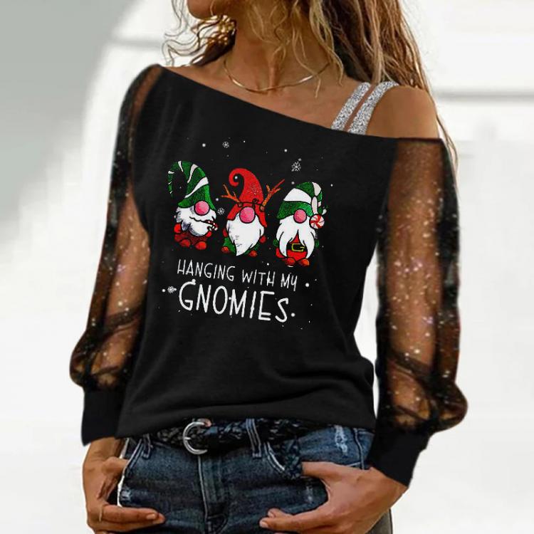 all in one place בגדי נשים Lace Blouse Women Sexy Long Sleeves Skew Collar Off Shoulder Patchwork Tee Tops Casual Print Blouses 2021 Christmas Clothes
