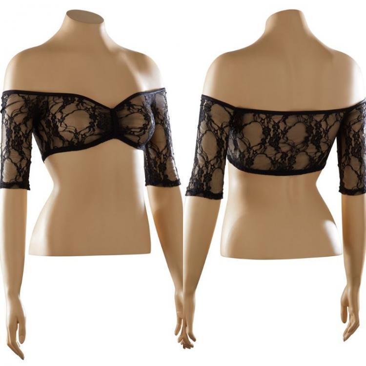 all in one place בגדי נשים Women Seamless Arm Shaper Half Sleeve Strapless Sexy Off Shoulder Lace Crop Top