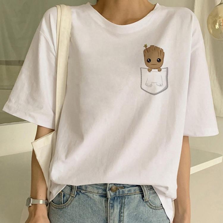 all in one place בגדי נשים Funny Fashion  Cartoon T Shirt Harajuku Cropped Tumbl Women T-shirt Cute Bady Groot Printed Sexy Kawaii Top Tops Tshirt Tee