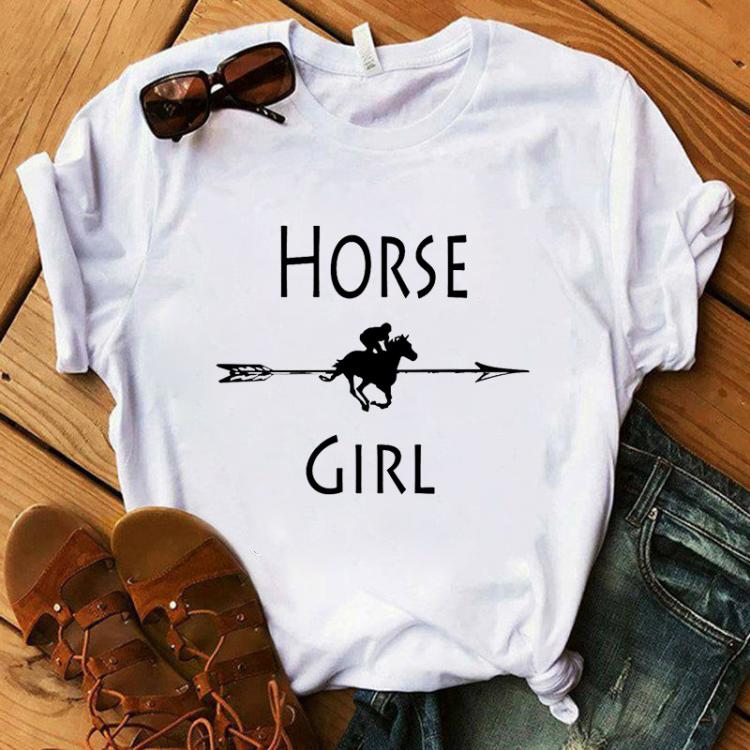 all in one place בגדי נשים Just A Girl Print Horse T Shirt Women T-Shirts Casual Fashion Funny T-shirt White Tops Women Short Sleeve Horse Tshirt