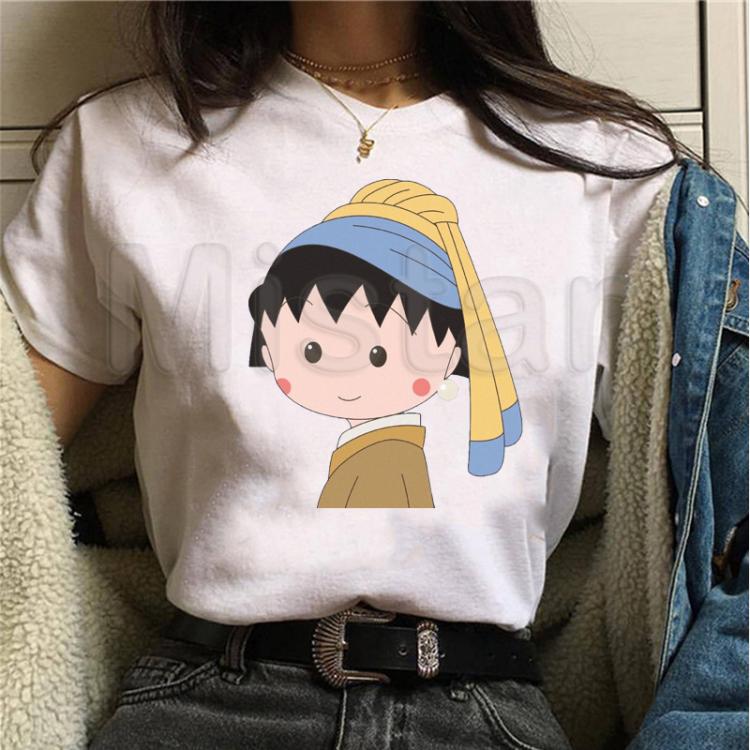 all in one place בגדי נשים Kawaii Chibi Maruko T Shirt Women Casual Short Sleeve Printed Cute Cartoon Tumblr Anime T-Shirt Funny Harajuku Tops Tshirt
