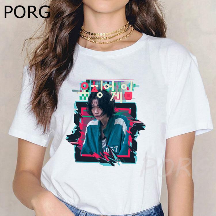 all in one place בגדי נשים Squid Game Cosplay Costume Short Sleeve T Shirt Hoyeon Jung Print T-shirt 456 067 Tops Women Men Summer Fashion Casual T-Shirt