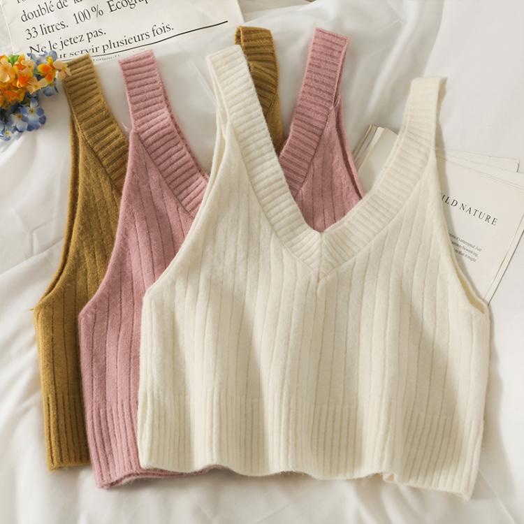all in one place בגדי נשים knitted tank top woman spaghetti strap elastic camis for women v neck sexy causal camisole female crop tops new trend