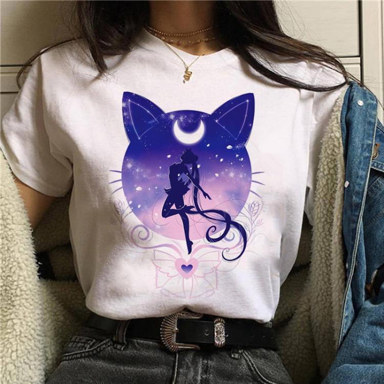 all in one place בגדי נשים Harajuku Kawaii Cartoon Print T-shirt 90s Aesthetic Shirt Womens Basic Casual Tshirts Tops Loose Plus Size Tees