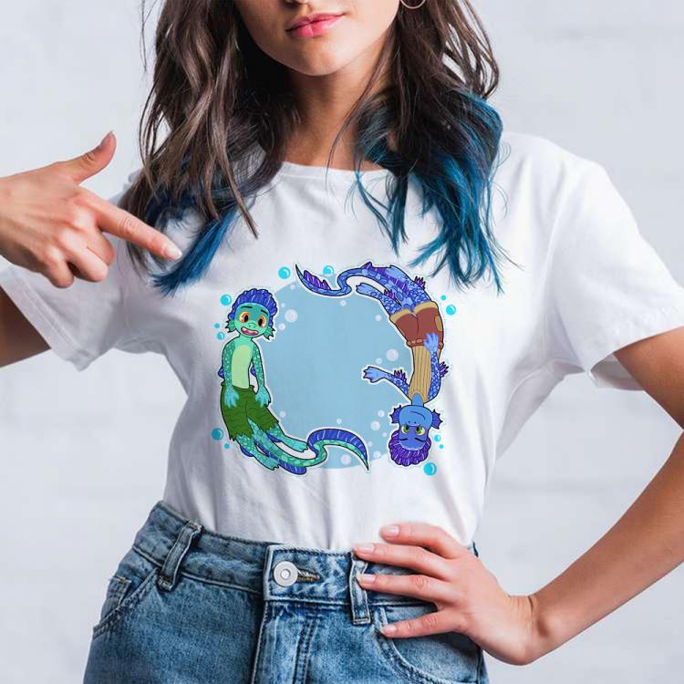 all in one place בגדי נשים T-shirt Luca Pixar Disney Print Women Clothes Cartoon Cute O-neck Short Sleeve Tops Kawaii Fashion Aesthetic Casual TShirt Femme