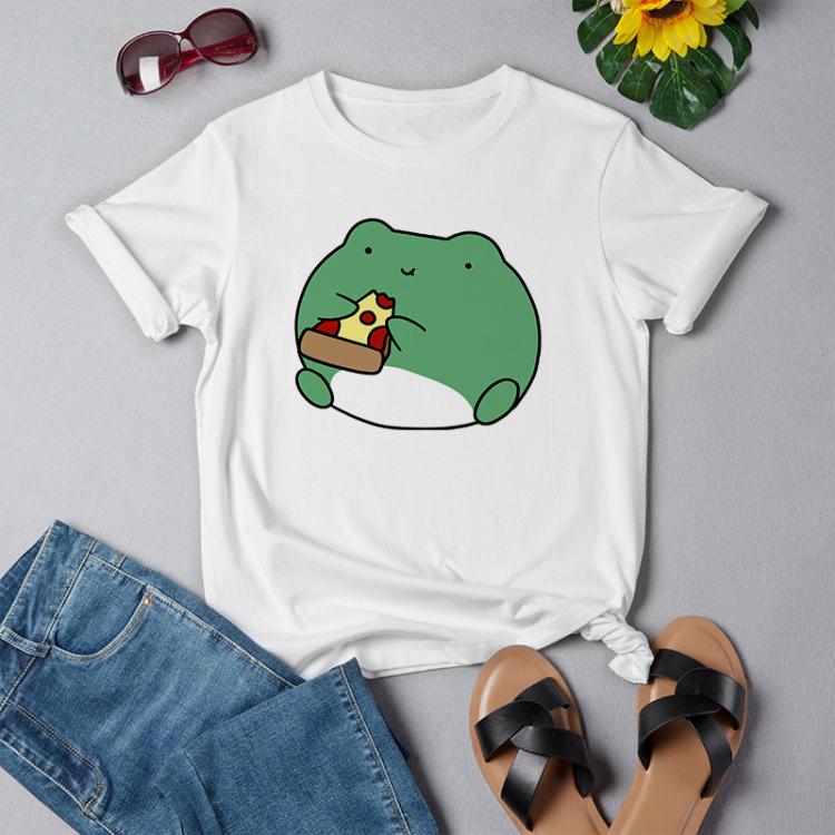 all in one place בגדי נשים Frog Dinosaur Eat Pizza Cute Graphic Tee Women Tshirt Green Aesthetic Oversized T Shirt Harajuku Casual Summer Tops