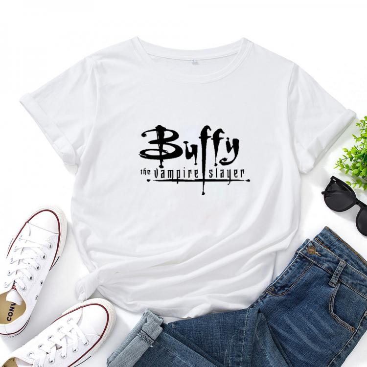 all in one place בגדי נשים Buffy The Vampire Slayer T-shirt Women Personalized Letter Pattern Printing Tee Shirt O-ncek Loose Casual Women T Shirt Tops