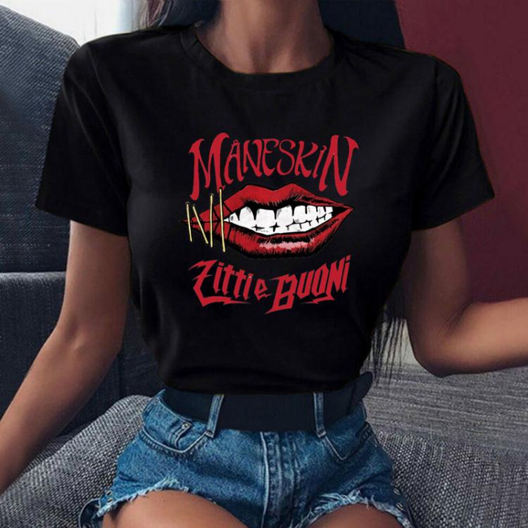 all in one place בגדי נשים Maneskin Hip Hop Print Goth Harajuku Women T-shirt Casual Ladies Basic O-collar Short Sleeved y2k Top Tshirt Girl,Drop Ship