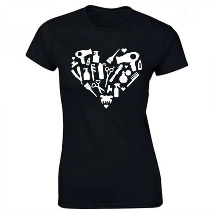 all in one place בגדי נשים Funny Barber Weapon Scissors Heartbeat T Shirt Women Tee Shirt Hairdresser T-shirt Barber Hair Stylist Clothes