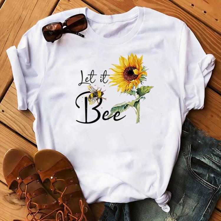 all in one place בגדי נשים Let It Bee Sunflower Print Women T Shirt Short Sleeve O Neck Loose Women Tshirt Ladies Tee Shirt Tops Clothes Camisetas Mujer