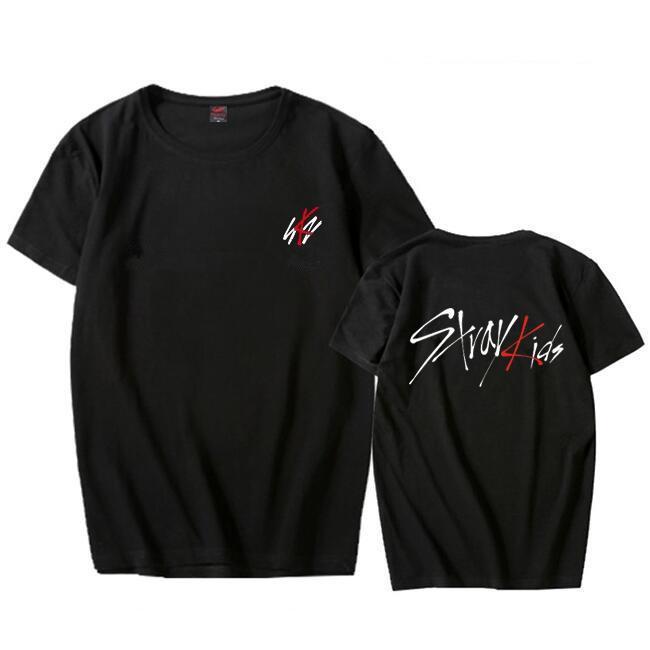 all in one place בגדי נשים Kpop t shirt Stray kids t-shirts K Pop Fans Support shirt