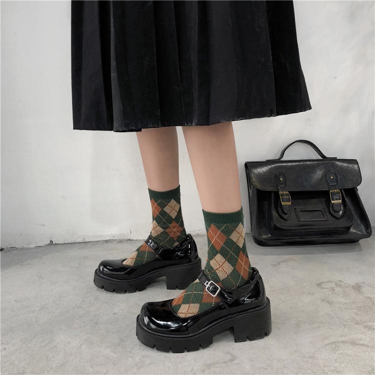 all in one place בגדי נשים Lucyever Patent Leather Pumps Spring Autumn Mary Jane Shoes Women's Buckle Strap High Heels Retro Platform Lolita Heels Woman