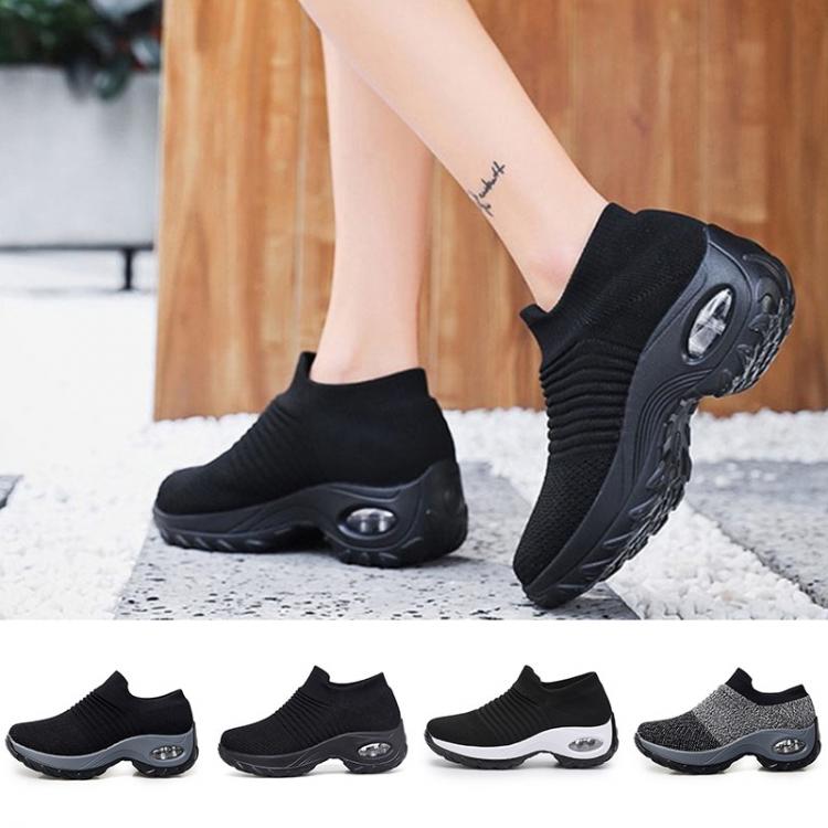 all in one place בגדי נשים LIN KING Plus Size Casual Shoes Women Outdoor Sneakers Platform Shoes Spring Autumn Breathable Knitting Ladies Wedges Sneakers